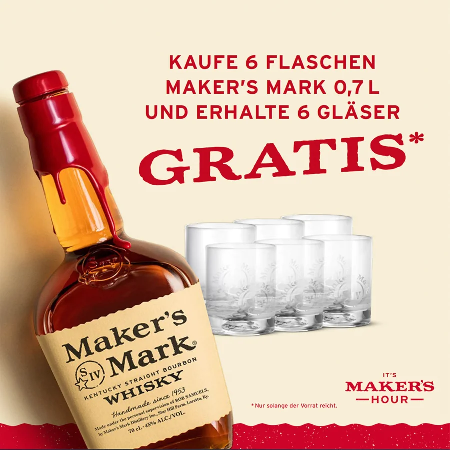 Marker's Mark Whisky  Gläser-Zugabeaktion | Getränke Preuss Münchhagen